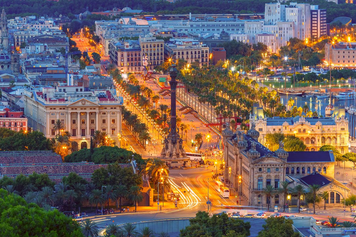 la rambla, barcelona in the evening